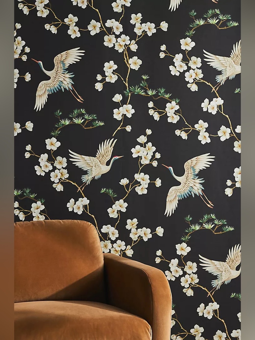 New Anthropologie x Carl Robinson Swithins Black Swan Cran Wallpaper Wall Mural